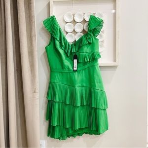 NWT BCBGMaxAzria Green Ruffled Mini Dress